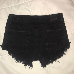American Eagle All Black distressed Jean Shorts